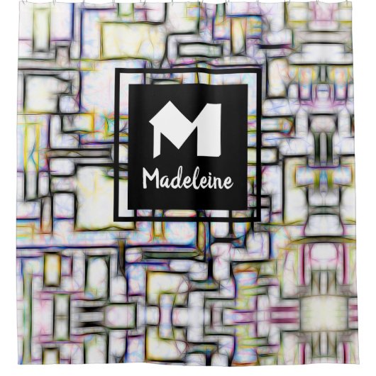 Kleurrijke Waterverf Abstracte geometrische monogr Douchegordijn (Voorkant)