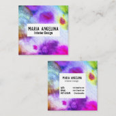 Kleurrijke waterverf abstracte kunst modern paars vierkante visitekaartje (Voorkant / Achterkant)