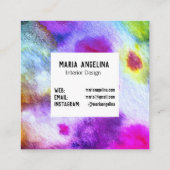 Kleurrijke waterverf abstracte kunst modern paars vierkante visitekaartje (Achterkant)