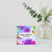 Kleurrijke waterverf abstracte kunst modern paars vierkante visitekaartje (Staand voorkant)