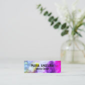 Kleurrijke waterverf abstracte kunst paars mini visitekaartje (Staand voorkant)