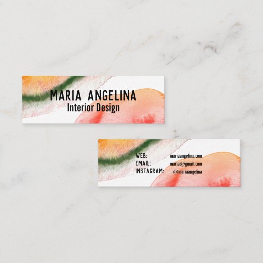 Kleurrijke waterverf abstracte kunst zwaait multic mini visitekaartje (Voorkant / Achterkant)