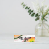 Kleurrijke waterverf abstracte kunst zwaait rood g mini visitekaartje (Staand voorkant)