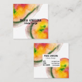 Kleurrijke waterverf abstracte kunst zwaait rood g vierkante visitekaartje (Voorkant / Achterkant)