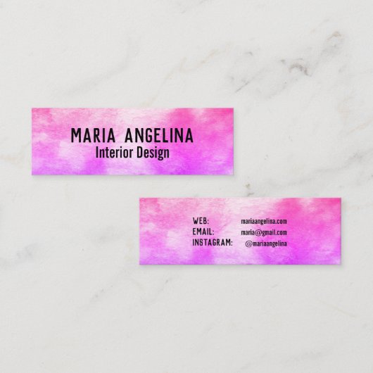 Kleurrijke waterverf abstracte kunstroze mini visitekaartje (Voorkant / Achterkant)