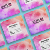 Kleurrijke waterverf abstracte kunstroze perziken kortingskaartje