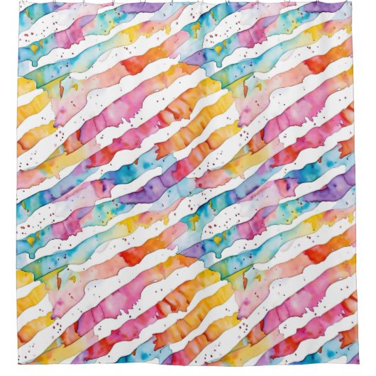 Kleurrijke Waterverf Abstracte strepen Douchegordijn (Voorkant)