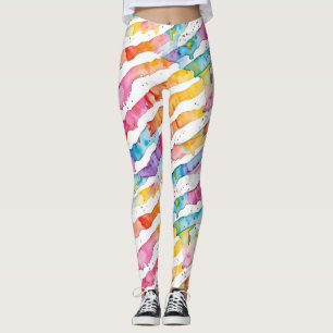 Kleurrijke Waterverf Abstracte strepen Leggings