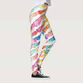 Kleurrijke Waterverf Abstracte strepen Leggings (Rechts)