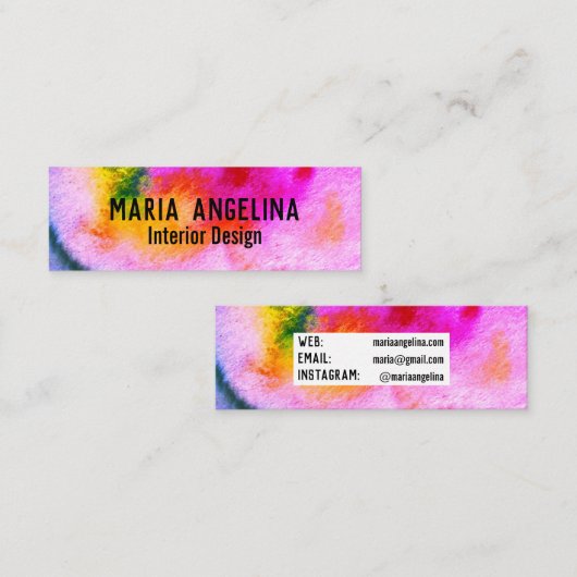 Kleurrijke waterverf abstracte zwemmen in meerdere mini visitekaartje (Voorkant / Achterkant)