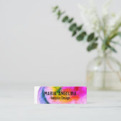Kleurrijke waterverf abstracte zwemmen regenboog mini visitekaartje (Staand voorkant)