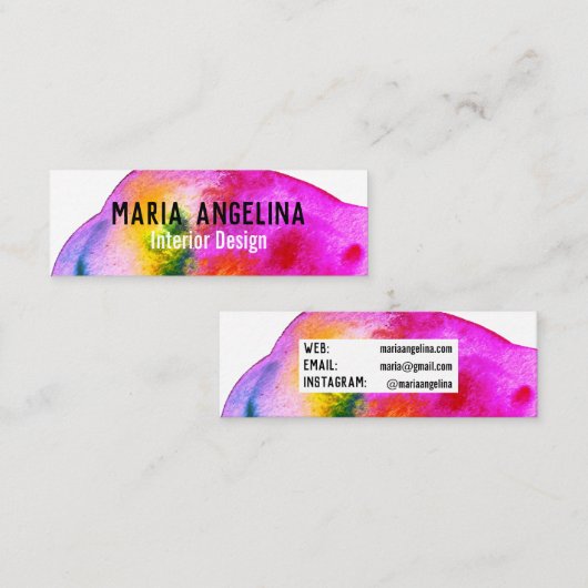 Kleurrijke waterverf abstracte zwemmen regenboog mini visitekaartje (Voorkant / Achterkant)