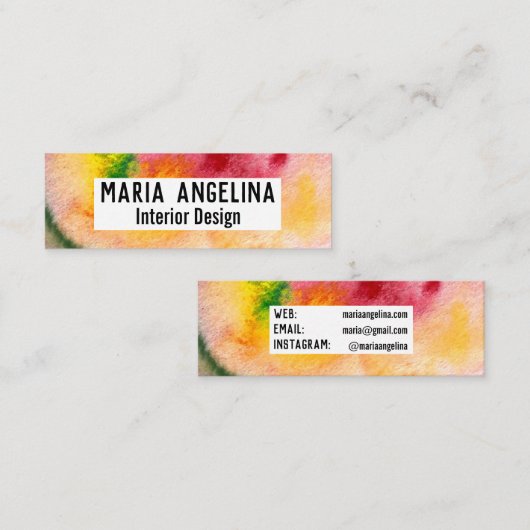 Kleurrijke waterverf abstracte zwenken rood geel mini visitekaartje (Voorkant / Achterkant)