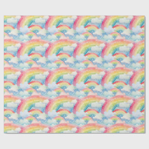 Kleurrijke Waterverf achtergrond met regenbogen Cadeaupapier
