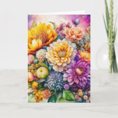  Kleurrijke Waterverf AI Art Flowers Verjaardag Kaart (Voorkant)