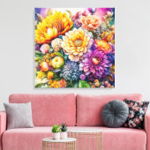  kleurrijke Waterverf AI kunstbloemen Canvas Afdruk (Insitu (Woonkamer))