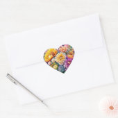  kleurrijke Waterverf AI kunstbloemen Hart Sticker (Envelop)