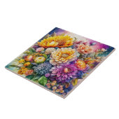 kleurrijke Waterverf AI kunstbloemen Tegeltje (Zijkant)