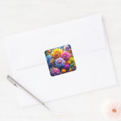  kleurrijke Waterverf AI kunstbloemen Vierkante Sticker (Envelop)