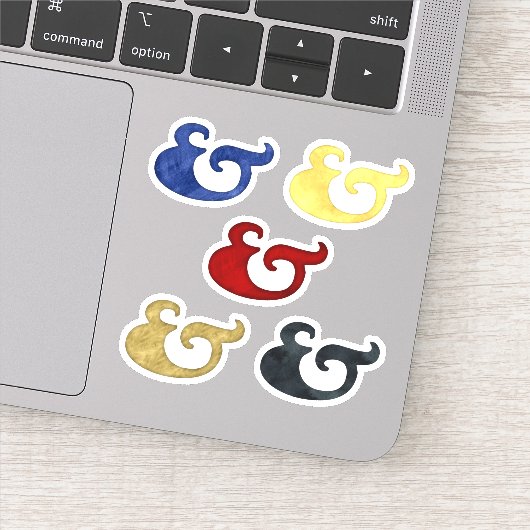 Kleurrijke Waterverf Ampersands | nautische stijl Sticker (Detail)