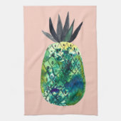 Kleurrijke Waterverf Ananas Blauw Groen Roze Theedoek (Verticaal)