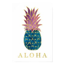 Kleurrijke Waterverf ananas en Gold Aloha