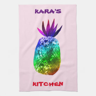 Kleurrijke Waterverf ananas Regenboog CUSTOMIZE Ki Theedoek