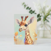 Kleurrijke Waterverf Baby Giraffe Briefkaart (Staand voorkant)