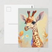 Kleurrijke Waterverf Baby Giraffe Briefkaart (Voorkant / Achterkant)