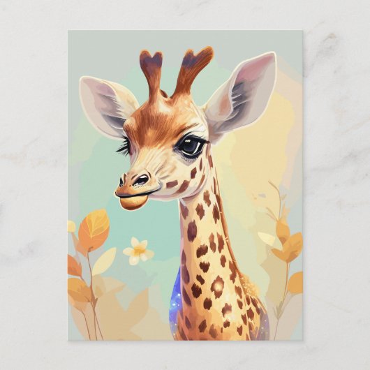 Kleurrijke Waterverf Baby Giraffe Briefkaart (Voorkant)