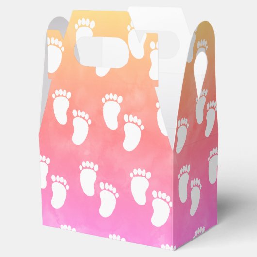 Kleurrijke Waterverf Baby shower voetafdrukpatroon Bedankdoosjes (Geopend)