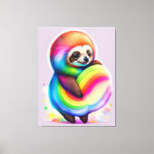 Kleurrijke Waterverf Baby Sloth Canvas Afdruk (Voorkant)