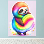 Kleurrijke Waterverf Baby Sloth Canvas Afdruk (Insitu (Houten vloer))