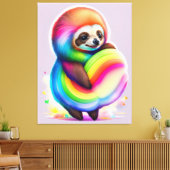 Kleurrijke Waterverf Baby Sloth Canvas Afdruk (Insitu (Woonkamer))