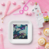 Kleurrijke waterverf blauw papier borden papieren bordje (Feest)