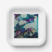 Kleurrijke waterverf blauw papier borden papieren bordje (Voorkant)