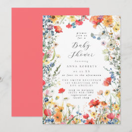 Kleurrijke Waterverf Bloem Baby Shower Kaart
