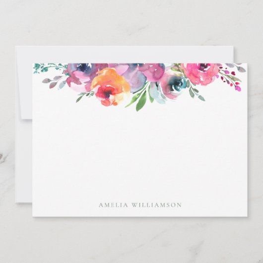 Kleurrijke Waterverf Bloem Bruiloft Feest  Bedankkaart (Voorkant)
