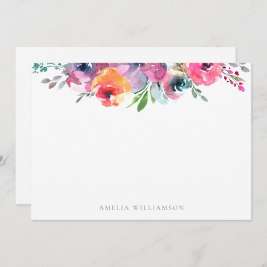 Kleurrijke Waterverf Bloem Bruiloft Feest  Bedankkaart (Voorkant / Achterkant)