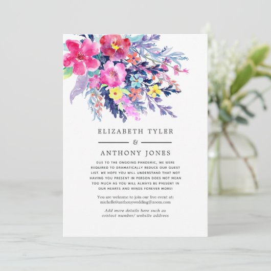 Kleurrijke waterverf bloem bruiloft gastlijst aankondiging (Staand voorkant)