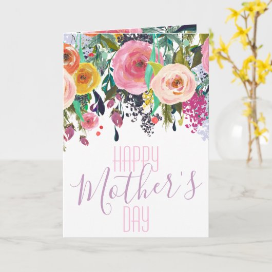 Kleurrijke waterverf bloem | Gelukkige Moederdag Kaart (Gele Bloem)