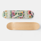Kleurrijke Waterverf Bloem Gepersonaliseerde Monog Persoonlijk Skateboard (Horizontaal)