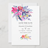 Kleurrijke waterverf bloem lente trouwfoto save the date (Voorkant)