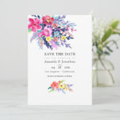 Kleurrijke waterverf bloem lente trouwfoto save the date (Staand voorkant)