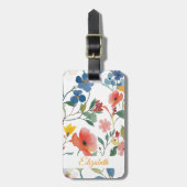  Kleurrijke Waterverf Bloem Personaliseren Bagagelabel (Voorkant verticaal)