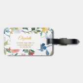  Kleurrijke Waterverf Bloem Personaliseren Bagagelabel (Achterkant horizontaal)