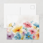 Kleurrijke Waterverf Bloem Postkaart (Voorkant / Achterkant)