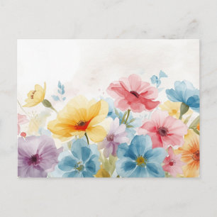 Kleurrijke Waterverf Bloem Postkaart