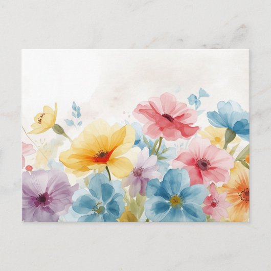 Kleurrijke Waterverf Bloem Postkaart (Voorkant)