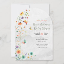 Kleurrijke Waterverf Bloem Vlinder Baby Shower